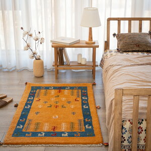 【本場イラン産】ギャッベ 77×123cm ラグ(送料無料 手織り 天然染料 かわいい おしゃれ 絨毯 玄関 ラグ ウール100% ペルシャ ギャベ Gabbeh)