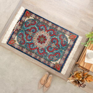 【本場イラン産】60×88cm ペルシャ絨毯 玄関サイズM(送料無料 手織り 天然染料 かわいい おしゃれ 絨毯 ラグ シルク100% ペルシャ)◆CROWDIA クラウディア