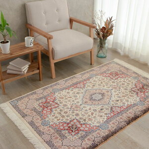 【本場イラン産】99×156cm ペルシャ絨毯 ラグサイズS(送料無料 手織り 天然染料 かわいい おしゃれ 絨毯 ラグ シルク100% ペルシャ)◆VALSEANA バルシーナ