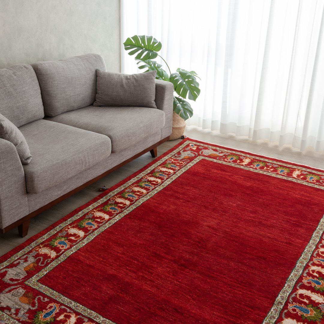 本場イラン産 162×238cm ギャッベ ラグサイズL 送料無料 手織り 天然染料 かわいい ラグ AL完売しました。 Gabbeh ギオーネ 注目ショップ ブランドのギフト おしゃれ ギャベ ウール100% GIOHNE 絨毯