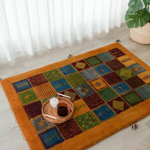 【本場イラン産】96×133cm ギャッベ ラグサイズS(送料無料 手織り 天然染料 かわいい おしゃれ 絨毯 ラグ ウール100% ギャベ Gabbeh)◆FLANCHIA フランチア