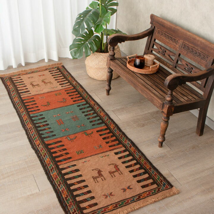 楽天市場】【本場イラン産】64×187cm キリム ランナー（長細い）サイズ 