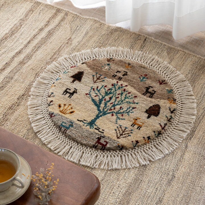 楽天市場】【本場イラン産】ギャッベ 直径40cm 丸形（送料無料 手織り 