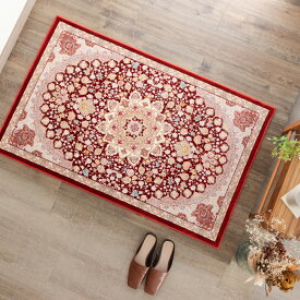 【楽天スーパーSALE 30%OFF】【本場イラン産】75×120cm 織り目の細かさ144万ノット！ ペルシャ絨毯（機械織） スーザン柄　レッド色（送料無料 おしゃれ 絨毯 ペルシャ絨毯風 ラグ 洗える ホットカーペット対応）