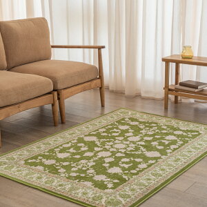 【本場イラン産】100×150cm 織り目の細かさ144万ノット! ペルシャ絨毯(機械織) マールー柄 グリーン色(送料無料 おしゃれ 絨毯 ペルシャ絨毯風 ラグ 洗える ホットカーペット対応)