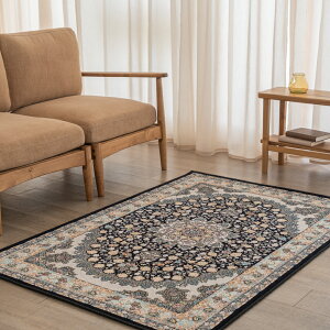 【本場イラン産】100×150cm 織り目の細かさ144万ノット! ペルシャ絨毯(機械織) スーザン柄 コン色(送料無料 おしゃれ 絨毯 ペルシャ絨毯風 ラグ 洗える ホットカーペット対応)