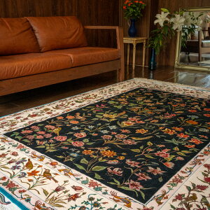 【本場イラン産】150×205cm ペルシャ絨毯 ラグサイズM(送料無料 手織り 天然染料 かわいい おしゃれ 絨毯 ラグ シルク&ウール ペルシャ)◆BIRF バーフ