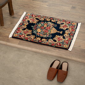 【本場イラン産】50×65cm ペルシャ絨毯 玄関サイズM（送料無料 手織り 天然染料 かわいい おしゃれ 絨毯 ラグ ウール100% ペルシャ）◆CASTELL　キャステル