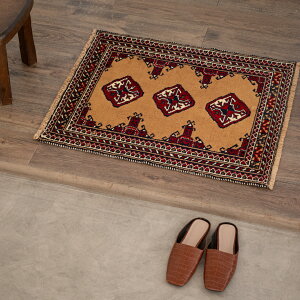 【ペルシャ手織り絨毯】65×78cm バルーチ産(送料無料 手織り 天然 かわいい おしゃれ 北欧 おうち時間 床暖房対応 人気 マット 絨毯 ラグ 玄関マット)