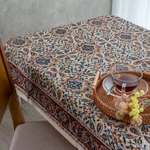 【本場イラン産】ペルシャ更紗 総柄 ブラウン 約100×150cm (ペルシャ絨毯風 洗える マルチカバー ギフト テーブルクロス 綿100% ガラムカール おしゃれ 送料無料)