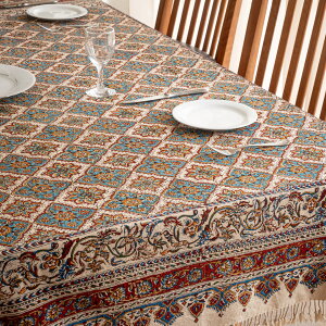 【本場イラン産】ペルシャ更紗 130×200cm 総柄 ブラウン(ペルシャ絨毯風 洗える マルチカバー テーブルカバー ソファーカバー ギフト テーブルクロス 綿 コットン ガラムカール おしゃ