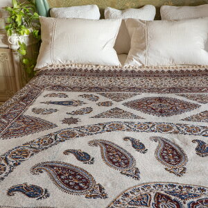 【本場イラン産】ペルシャ更紗 220×280cm 中心柄 ブラウン(ペルシャ絨毯風 洗える マルチカバー ギフト テーブルクロス 綿100% ガラムカール おしゃれ 送料無料)