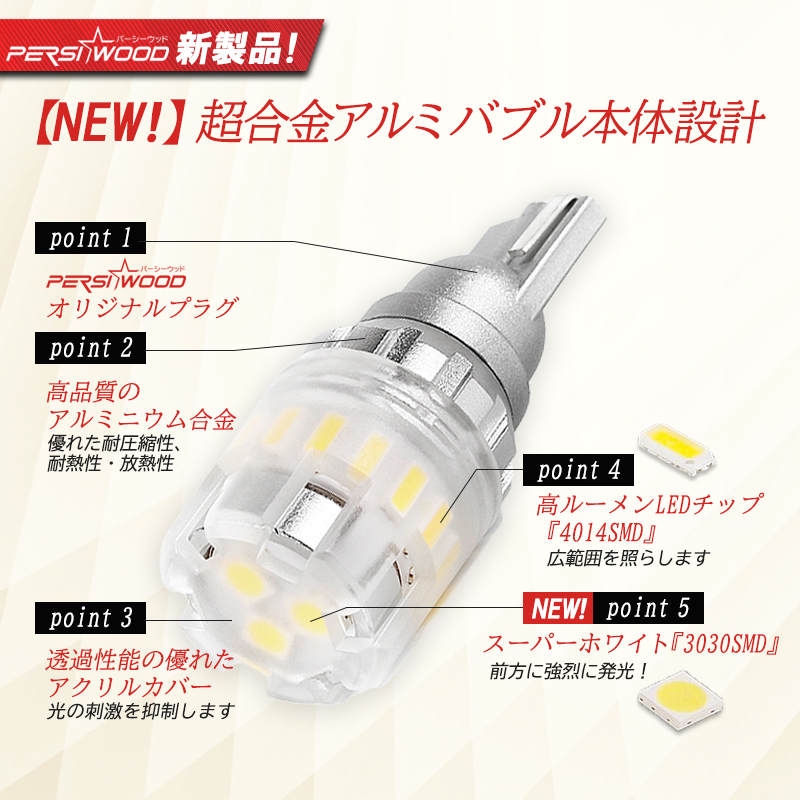 新型 超爆光 高性能 高耐久 T16 LED ポジション バックランプ　b