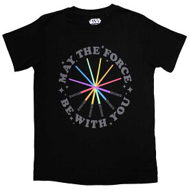 (スター・ウォーズ) Star Wars オフィシャル商品 ユニセックス レインボー Tシャツ ライトセーバー 半袖 トップス 【海外通販】