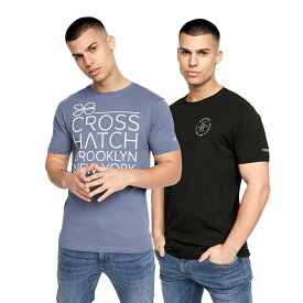 (クロスハッチ) Crosshatch メンズ Bestforth 半袖 Tシャツ トップス (2枚セット) 【海外通販】