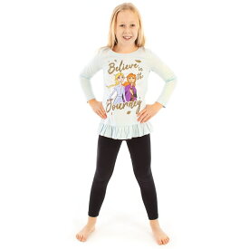 アナと雪の女王2 Frozen II オフィシャル商品 キッズ・子供 ガールズ Believe In The Journey フリル ロゴ Tシャツ 長袖 トップス カットソー 【海外通販】