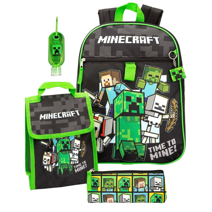 楽天市場 マインクラフト Minecraft オフィシャル商品 キッズ 子供 Time To Mine バックパック リュック かばん セット 5ピース 海外通販 Pertemba Japan