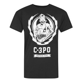 (スター・ウォーズ) Star Wars オフィシャル商品 メンズ C-3PO ライトニング クレスト Tシャツ 半袖 トップス カットソー 【海外通販】