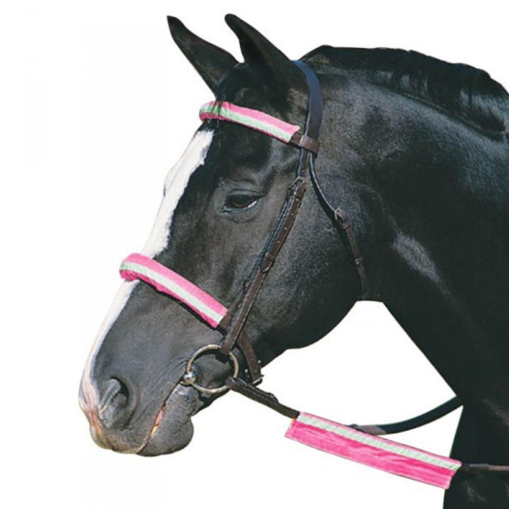 (ローマ) Roma 馬用 反射 ブライドルセット 安全 乗馬 ホースライディング WB367 (ピンク)