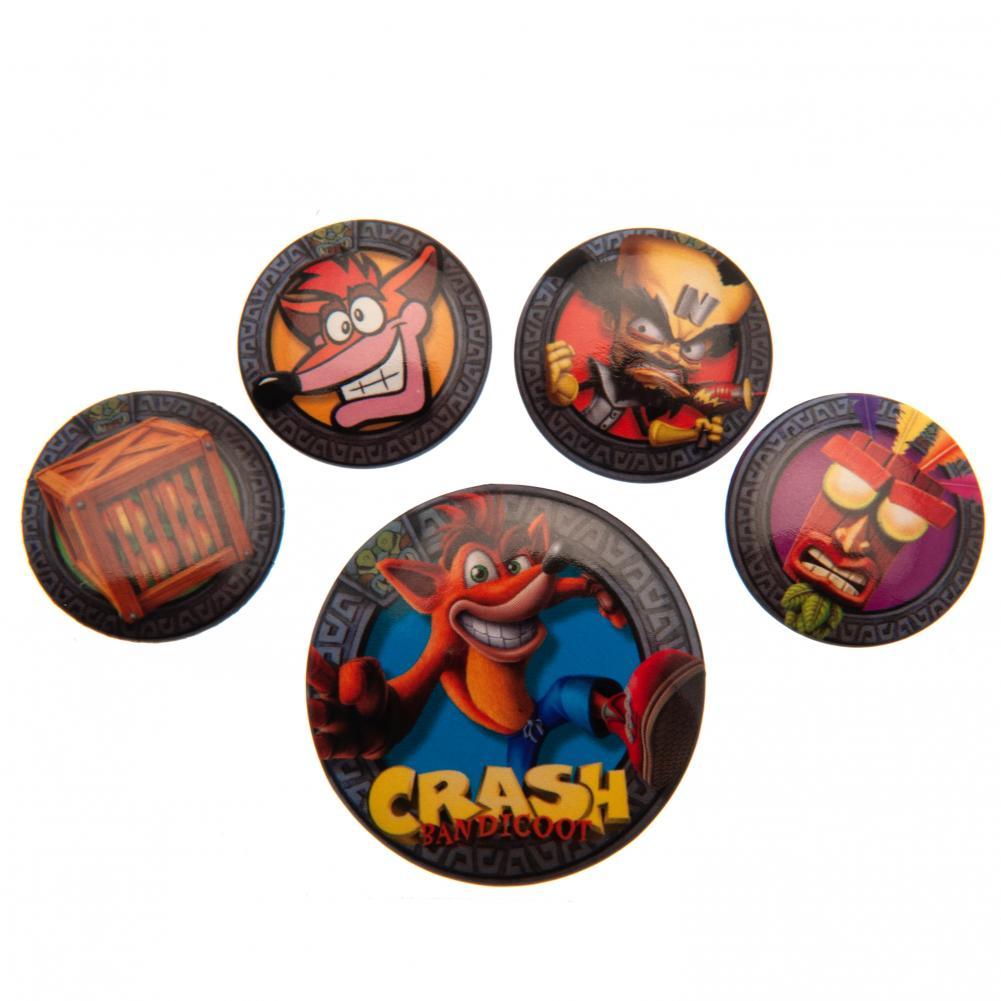 キャラクターグッズ ブローチ バッジ ピンバッジ アクセサリー (クラッシュ・バンディクー) Crash Bandicoot オフィシャル商品 キャラクター 缶バッジ (5個セット) 【海外通販】