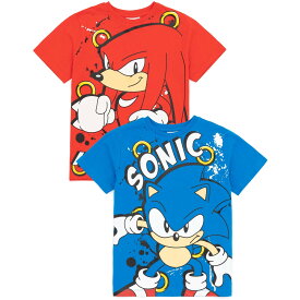 (ソニック・ザ・ヘッジホッグ) Sonic The Hedgehog オフィシャル商品 キッズ・子供 キャラクター Tシャツ 半袖 トップス セット (2枚組) 【海外通販】