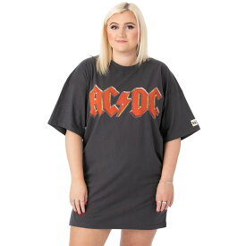 (エーシー・ディーシー) AC/DC オフィシャル商品 レディース オーバーサイズ Tシャツドレス 半袖 ロングTシャツ 【海外通販】