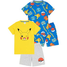 (ポケモン) Pokemon オフィシャル商品 キッズ・子供 Face パジャマ 半袖 半ズボン 上下セット (2セット) 【海外通販】