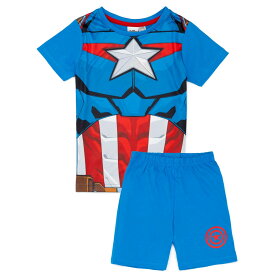 (キャプテン・アメリカ) Captain America オフィシャル商品 キッズ・子供 ボーイズ パジャマ キャプテンアメリカ 半袖 半ズボン 上下セット 【海外通販】