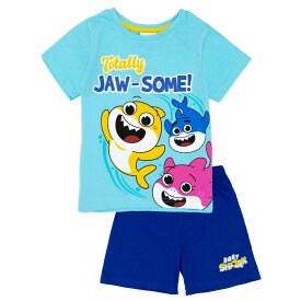 (ベイビーシャーク) Baby Shark オフィシャル商品 キッズ・子供 ボーイズ パジャマ Totally Jaw-Some! 半袖 半ズボン 上下セット 【海外通販】