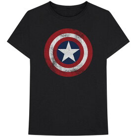 (キャプテン・アメリカ) Captain America オフィシャル商品 ユニセックス Distressed Shield Tシャツ コットン 半袖 トップス 【海外通販】