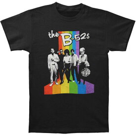 (ビー・フィフティートゥーズ) The B-52´s オフィシャル商品 ユニセックス Rainbow Striped Tシャツ コットン 半袖 トップス 【海外通販】