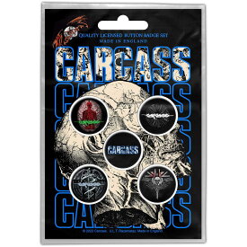 (カーカス) Carcass オフィシャル商品 Necro Head バッジ セット (5個組) 【海外通販】