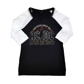 (エーシー・ディーシー) AC/DC オフィシャル商品 レディース Hard As Rock Tシャツ ラグラン袖 七分袖 トップス 【海外通販】