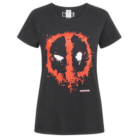 (マーベル) Marvel オフィシャル商品 レディース デッドプール Tシャツ Splat Mask ロゴ 半袖 トップス 【海外通販】