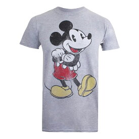 (ディズニー) Disney オフィシャル商品 メンズ ミッキーマウス Tシャツ ビンテージ風 ヘザー 半袖 トップス 【海外通販】