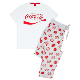 (コカ・コーラ) Coca-Cola オフィシャル商品 メンズ ロゴ パジャマ 半袖 ズボン 上下セット 【海外通販】