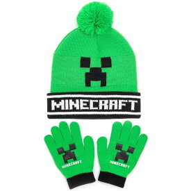 (マインクラフト) Minecraft オフィシャル商品 キッズ・子供用 クリーパー ニット帽＆手袋セット 【海外通販】