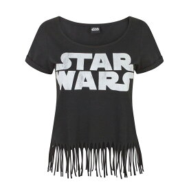 (スター・ウォーズ) Star Wars オフィシャル商品 レディース ロゴ 半袖 フリンジトップス Tシャツ 【海外通販】