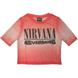(ニルヴァーナ) Nirvana オフィシャル商品 レディース Nevermind Wavy Tシャツ メッシュ ロゴ クロップ丈 半袖 トップス 【海外通販】