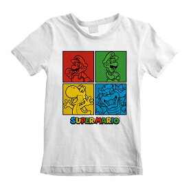 (スーパーマリオブラザーズ) Super Mario オフィシャル商品 キッズ・子供 スクエア Tシャツ 半袖 トップス 【海外通販】