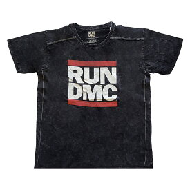 (ラン・ディーエムシー) Run DMC オフィシャル商品 ユニセックス ロゴ Tシャツ コットン ウォッシュ加工 半袖 トップス 【海外通販】
