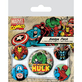 (マーベル) Marvel オフィシャル商品 コミック ハルク バッジセット 缶バッジ (5個セット) 【海外通販】