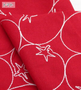 レース 刺繍 生地 コットン ステッチ刺しゅう≪トマトとブロッコリー≫(776・778) 96cm巾【10cm単位】レ−ス生地 子供服 バッグ 大人服 総刺しゅう ハンドメイド 野菜柄