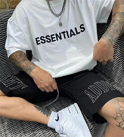 ★即納★SALE ESSENTIALS エッセンシャルズ Tシャツ 半袖 メンズ レディース Logo T-Shirt ロゴ Tシャツ ブラック 春夏 夏 半袖 最新 正規品 半袖 メンズ ティシャツ メンズ 男女兼用