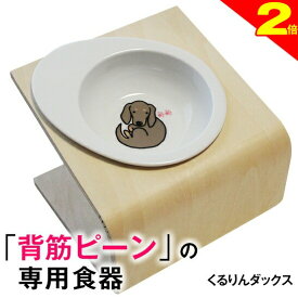 ＼間もなく終了★P2倍＋特典クーポン／【獣医師推奨】犬 猫 ペット 食器 フードボウル 「くるりん ダックス」 餌入れ 斜め 陶器 おしゃれ 食器台 食事台 高さ すべらない 食べやすい こぼれない 洗いやすい 子犬 ご飯 ごはん 食事 餌入 餌 エサ えさ 皿 水飲み 老犬