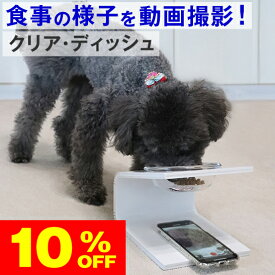 ★10％OFF★スーパーセール限定◆食事の様子を動画で録画★ クリア・ディッシュ S、Lサイズ (犬 猫 食器 フードボウル 水飲み 水入れ 小型犬 中型犬 老犬 食欲不振 パピー 子犬 子猫 離乳食 食洗機 )