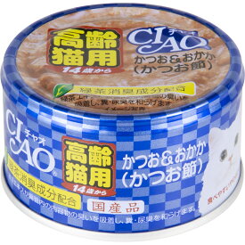 チャオ 缶詰 14歳からのかつお＆おかか (かつお節) 75g いなばペットフード 国産 キャットフード ウェット いなば 猫缶
