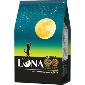 ルナ (LUNA) キャットフード かつお節&チキン味とチーズ味ビッツ添え 720g (180g×4袋) ペットライン 国産 キャットフード ドライ 総合栄養食 LN-3