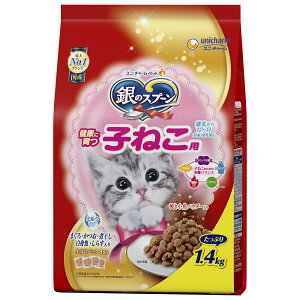 銀のスプーン 贅沢うまみ仕立て 健康に育つ子ねこ用 まぐろ・かつお・煮干し・白身魚・しらす入り 1.4kg (350g×4袋) ユニチャーム 国産 キャットフード ドライ 子猫