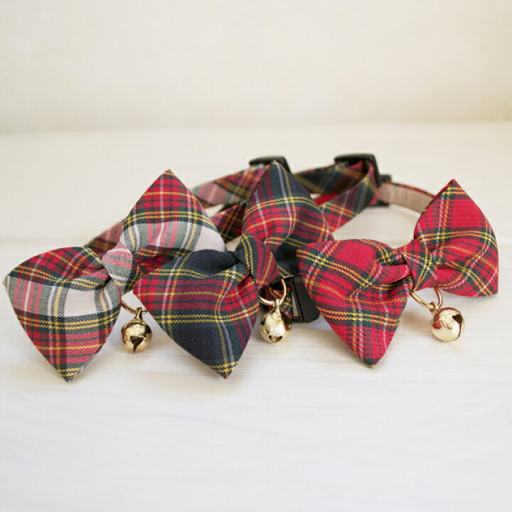 楽天市場】猫 首輪 セーフティーバックル 赤チェックリボン【鈴付き  